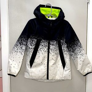 Primark Boys Like New Black & White Drip Rain Lightweight Hooded Jacket 5-6